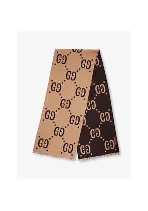 Mens Gucci Oversized GG Motif-Print Silk-Wool Blend Scarf