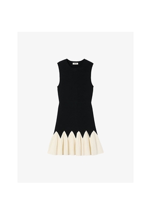 Womens Sandro Two-Tone Sleeveless Stretch-Knit Mini Dress
