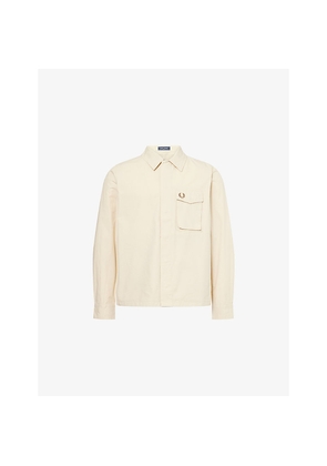Mens Fred Perry Embroidered-Logo Flap-Pocket Cotton Shirt