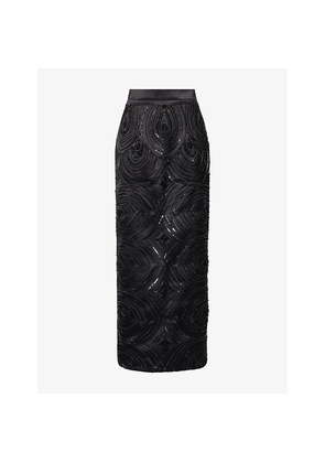 Womens Huishan Zhang Liora Sequin-Embellished Satin Maxi Skirt