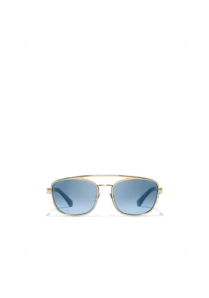 Chanel Ch4290Q Pilot-Frame Metal Sunglasses