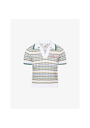 Womens Casablanca Tuck Stitch Cotton-Knit Polo Shirt