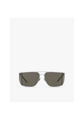Womens Saint Laurent Sl 750 Rectangular-Frame Metal Sunglasses