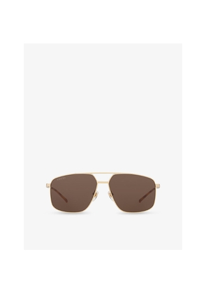 Gucci Gg1676S Pilot-Frame Metal Sunglasses
