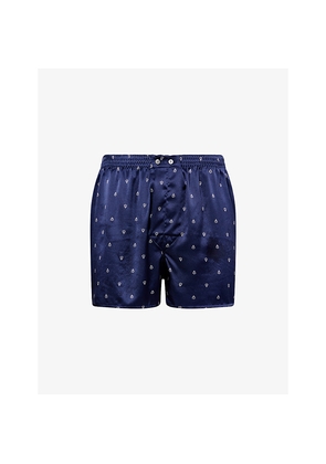 Mens Derek Rose Brindisi Printed Classic-Fit Silk Boxer Shorts