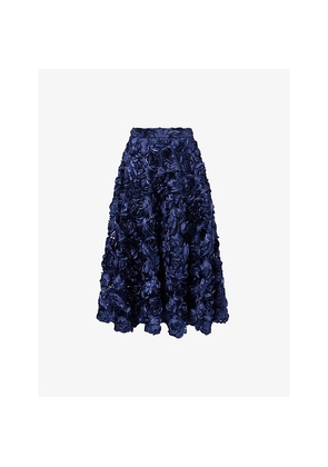 Womens Rotate Birger Christensen Berty Sun Floral-Appliqué Woven Midi Skirt