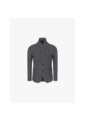Mens Emporio Armani Diagonal-Button Patterned Wool Blazer