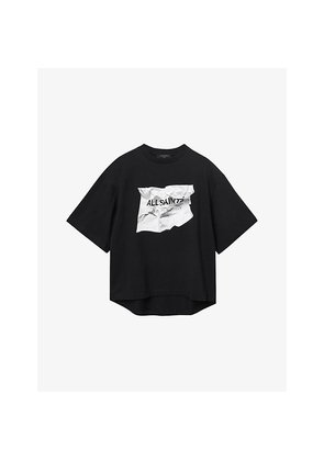 Womens Allsaints Amelie Scrunch Graphic-Print Short-Sleeve Cotton T-Shirt