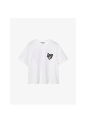 Womens Allsaints Lisa Trip Logo-Print Short-Sleeve Cotton T-Shirt