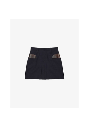 Womens Prada Pleated Kid Mohair Mini Skirt