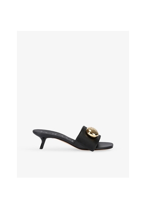 Womens Loewe Pebble 45 Heeled Leather Slides