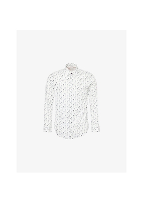 Mens Paul Smith Floral Graphic-Print Long-Sleeve Cotton Shirt