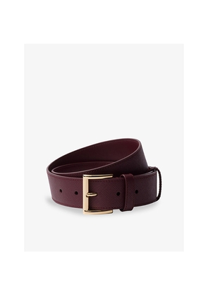 Womens Prada Brand-Plaque Saffiano-Leather Belt