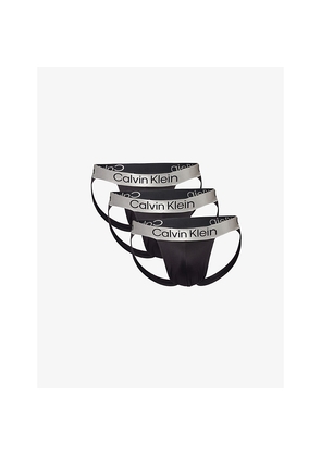Mens Calvin Klein Brush Jock-Strap Pack Of Three Stretch-Woven Briefs