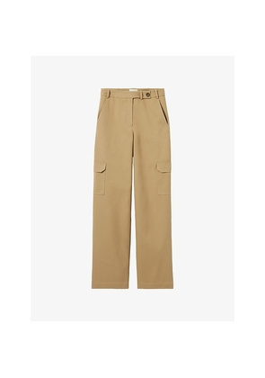 Womens Claudie Pierlot Wide-Leg Cargo-Pocket Cotton Trousers