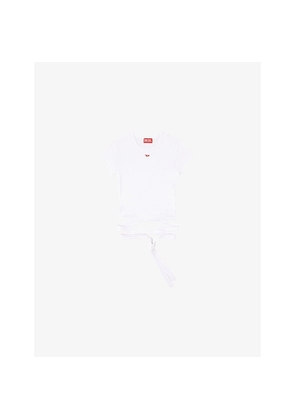 Womens Diesel T-Bunny-Tail Wrap-Around Cotton-Jersey T-Shirt