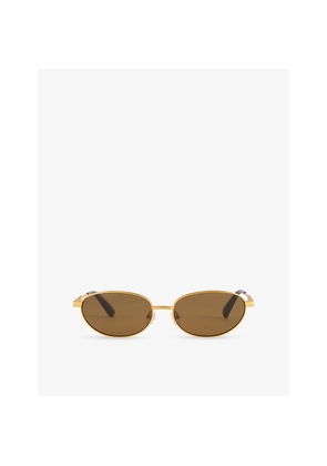 Womens Jacquemus The Alba Oval-Frame Stainless-Steel Sunglasses