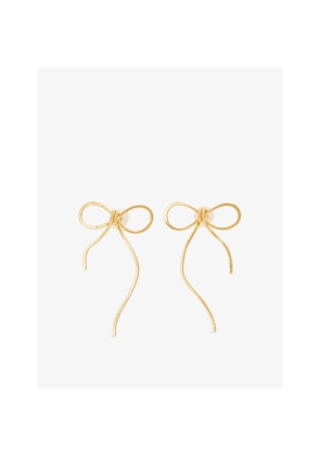 Womens Marni Bow Brass and Pearl Stud Earrings