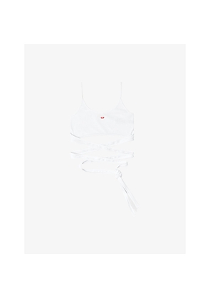 Womens Diesel T-Leya-Tail Wrap-Around Cotton-Jersey Top