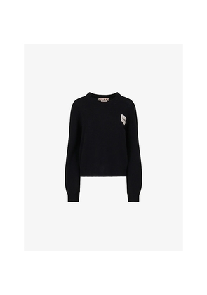 Womens Marni Branded-Patch Knitted Cashmere Jumper