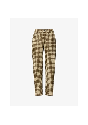 Womens Bottega Veneta Intrecciato Straight-Leg Suede Trousers