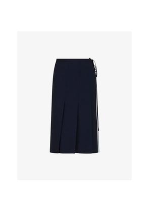 Womens Marni Contrast-Stripe Wrap-Front Wool Midi Skirt