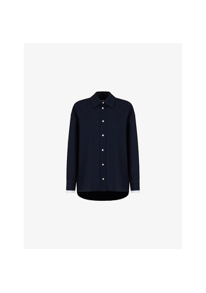 Womens Marni Contrast-Cuff Relaxed-Fit Wool Shirt