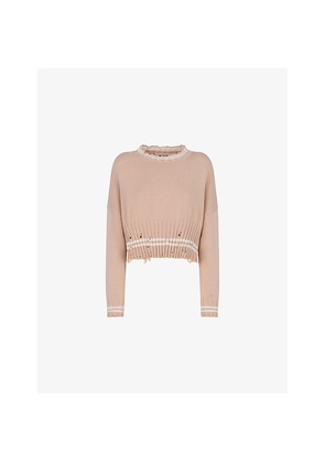 Womens Marni Distressed Cropped Cotton-Knit Jumper