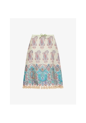 Womens Valentino Garavani Paisley-Pattern Flared Silk Midi Skirt