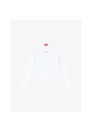 Womens Diesel T-Uncutie-Long-Ls-Od Brand-Embellished Cotton-Jersey Top