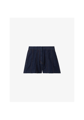 Womens Claudie Pierlot High-Rise Contrast-Stitched Denim Shorts