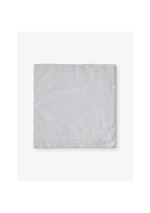 Mens Eleventy Polka-Dot Cotton and Wool Pocket Square