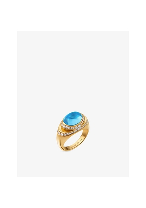 Womens Bvlgari Cabochon 18ct Yellow-Gold, Blue Topaz and 0.56ct Demi Pavé-Diamond Ring