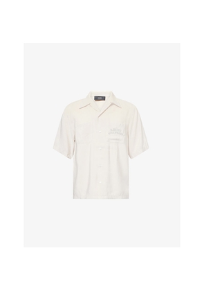 Mens Amiri Hollywood Printed-Text Woven Bowling Shirt