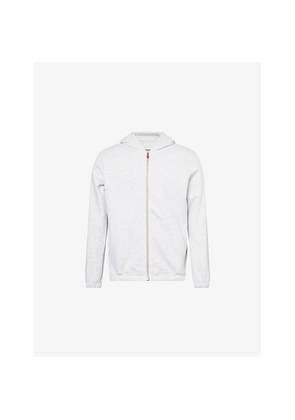 Mens Eleventy Hooded Long-Sleeves Silk Cotton and Cashmere  Blend Hoody