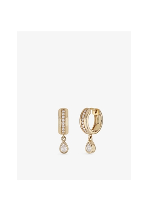 Womens Roxanne First Pear Stripe 14ct Yellow Gold and 0.55ct Diamond Drop Hoop Earrings
