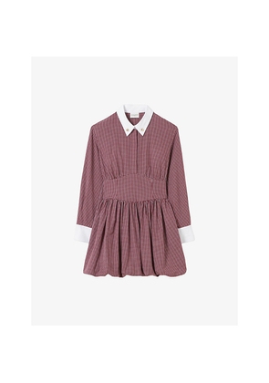 Womens Claudie Pierlot Checked Contrast-Collar Cotton-Poplin Mini Dress
