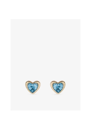 Womens Roxanne First Mini Heart 14ct Yellow Gold and 0.25ct Topaz Stud Earrings