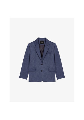 Womens Maje Rhinestone-Embellished Relaxed-Fit Stretch-Woven Jacket