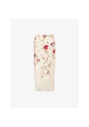 Womens Zimmermann Hypnotic Floral Linen Midi Skirt