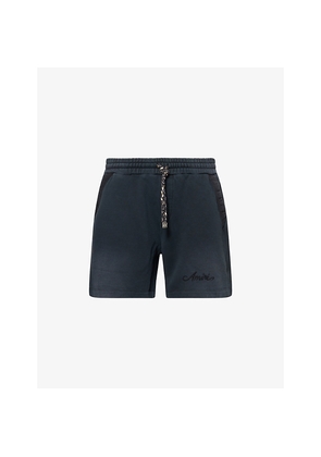 Mens Amiri Embroidered-Logo Bleached Cotton-Jersey Shorts