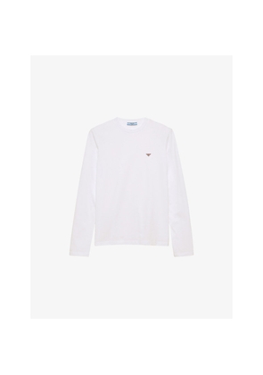 Womens Prada Triangle-Logo Long-Sleeve Cotton-Jersey T-Shirt