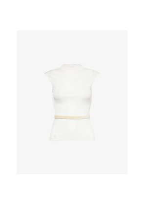 Womens Buci Nyc Ember Velvet-Belt Woven Top