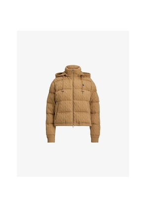 Womens Polo Ralph Lauren Cable-Knit Wool and Cashmere Down Jacket