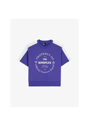 Womens The Kooples Slogan-Print Short-Sleeve Cotton Sweatshirt