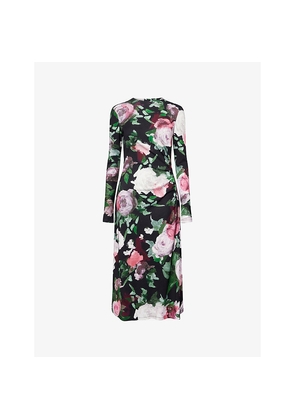 Womens Erdem Floral Draped Stretch-Woven Midi Dress