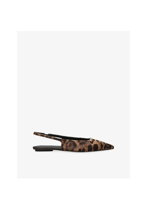 Womens TODS Barretta Leopard-Print Calf-Hair Slingback Flats