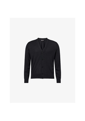 Mens Tom Ford V-Neck Long-Sleeves Wool Cardigan