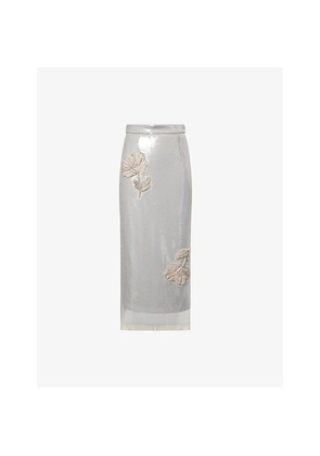 Womens Huishan Zhang Oakley Sequin Woven Midi Skirt