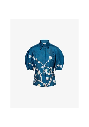 Womens Gabriela Hearst Sansi Floral Silk Shirt